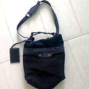 Balenciaga navy woven bag